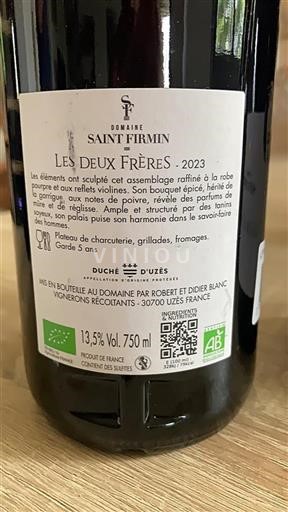 Vallée du Rhône Duché d'Uzès Domaine Saint Firmin Les Deux Frères 2023