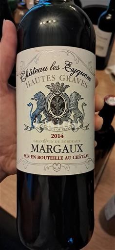 Bordeaux Margaux Château Les Eyquem Hautes Graves 2014