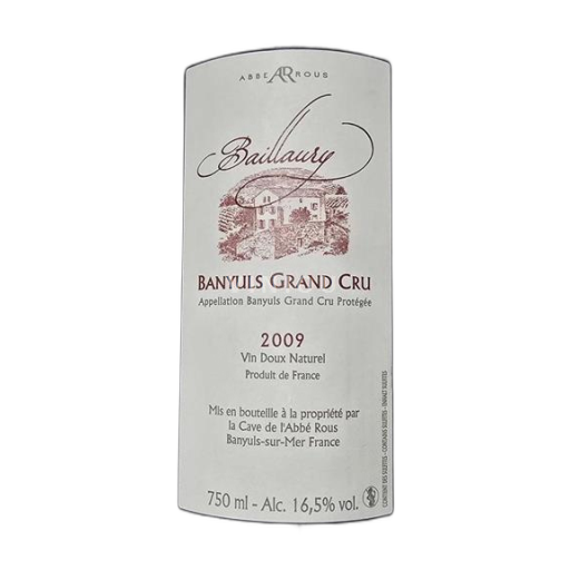 Roussillon Banyuls Grand Cru Grand Cru Cave de l'Abbé Rous Baillaury 2009