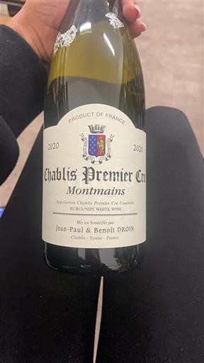 Bourgogne Chablis Premier Cru Jean-Paul & Benoît Droin Montmains 2020