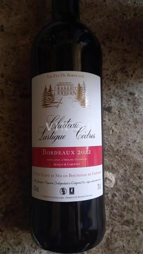 Bordeaux Château Lartigue Cèdres 2022