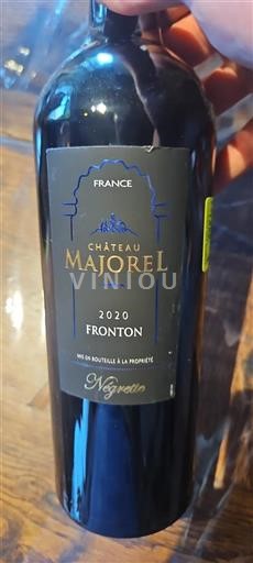 Vin Rouge sec Négrette Château Majorel 2020 France Sud-Ouest Fronton AOC