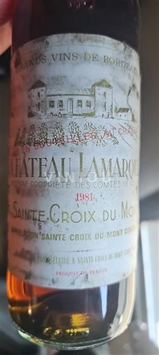 Vin Blanc moelleux Château Lamarque 1981 France Bordeaux Sainte-Croix-Du-Mont AOC