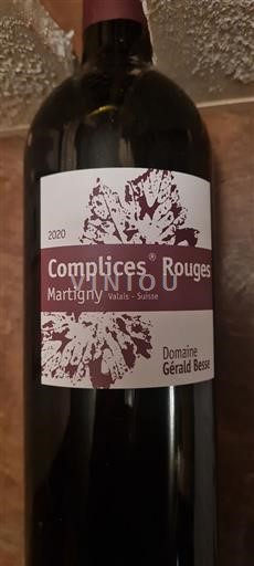 Valais Not Specified Domaine Gérald Besse Complices Rouges 2020