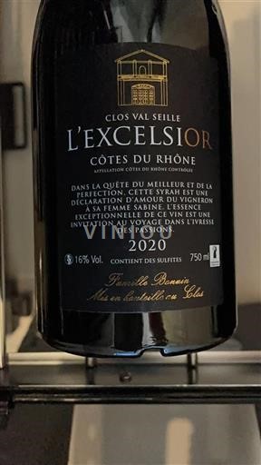 Vallée du Rhône Côtes-du-rhône Clos Val Seille L'Excelsior 2020