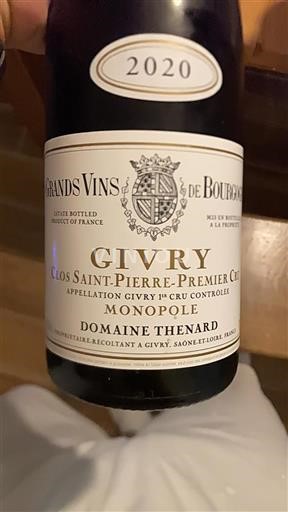 Burgundy Givry Premier Cru Domaine Thenard Clos Saint-Pierre-Premier Cru 2020