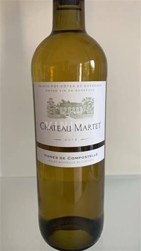 Vin Blanc demi-sec Vignes de Compostelle Château Martet 2019 France Bordeaux
