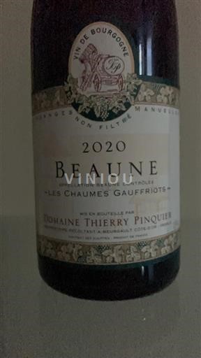 Burgundi Beaune Domaine Thierry Pinquier Les Chaumes Gauffriots 2020