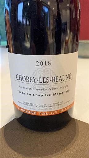 Bourgogne Chorey-lès-Beaune Domaine Tollot-Beaut Pièce du Chapitre-Monopole 2018