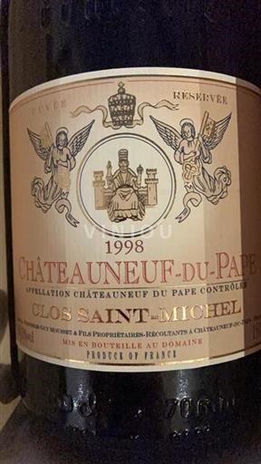 Vallée du Rhône Châteauneuf-du-pape Clos Saint Michel Réservée 1998