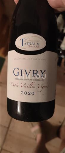 Borgogna Givry Domaine Tatraux Vieilles Vignes 2020