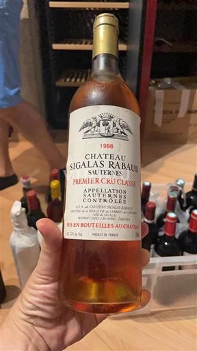 Bordeaux Sauternes Premier Cru Château Sigalas Rabaud 1988