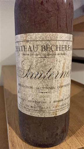 Bordeaux Sauternes Château Béchereau 1981