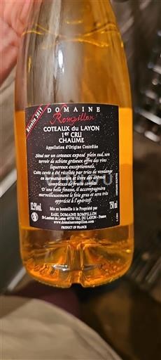 Vallée de la Loire Coteaux-du-layon Domaine Rompillon Chaume 2017