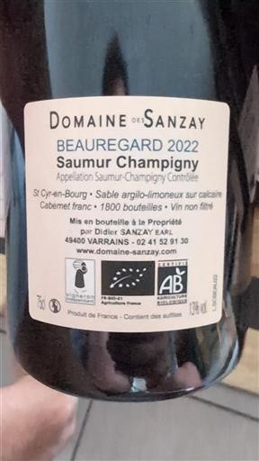 Valle del Loira Saumur-Champigny Domaine Des Sanzay Beauregard 2022
