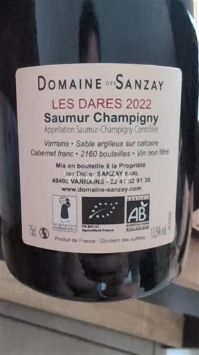 Valle del Loira Saumur-Champigny Domaine Des Sanzay Les Dares 2022
