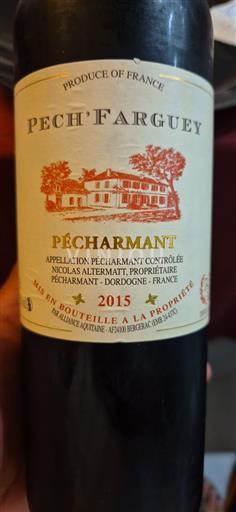 Sydvestfrankrig Pécharmant Pech'Farguey 2015