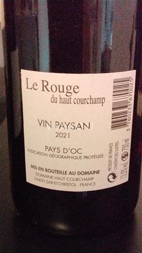 Languedoc og Roussillon Pays d'Oc Domaine Haut Courchamp Le Rouge du haut courchamp 2021