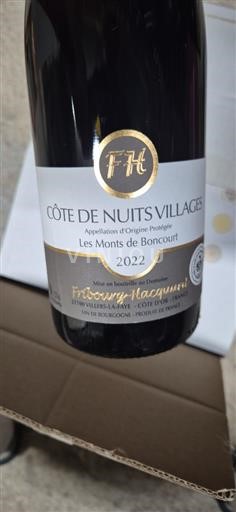 Bourgogne Côte de nuits villages Frobourg-Macquet Les Monts de Boncourt 2022