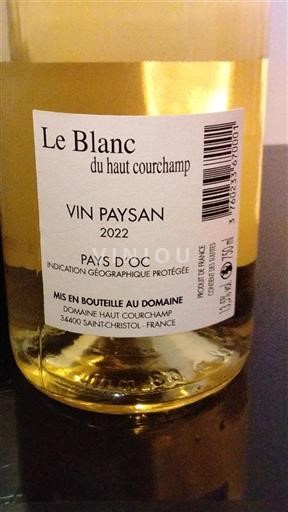 Languedoc og Roussillon Pays d'Oc Domaine Haut Courchamp Le Blanc du haut courchamp 2022