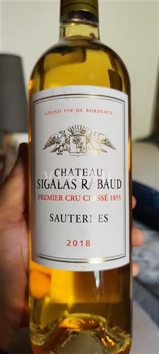 Bordeaux Sauternes Premier Cru Château Sigalas Rabaud 2018