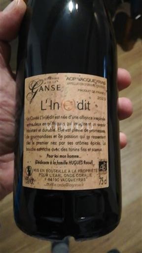 Rhônevallei Vacqueyras Domaine La Ganse L'Inédit 2023
