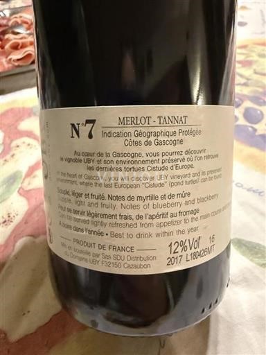 Sydvestfrankrig Côtes de Gascogne UBY N°7 2017