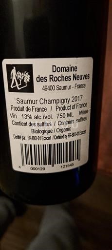 Loire-dalen Saumur-Champigny Domaine Des Roches Neuves 2017
