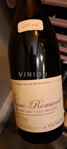 Borgogna Vosne-Romanée Premier Cru J. Cacheux Aux Brûlées 2016