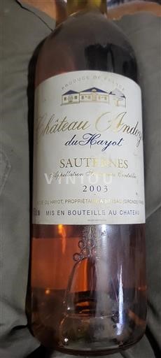 Bordeaux Sauternes Château Andoyse du Hayot 2003