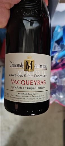 Vallée du Rhône Vacqueyras Château Montmirail des Saints Papes 2015