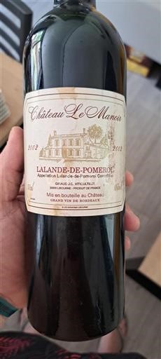 Bordeaux Lalande-de-pomerol Château Le Manoir 2002