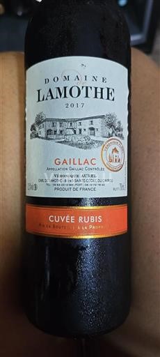 Sudoeste Gaillac Domaine Lamothe Rubis 2017