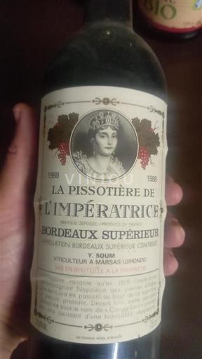 Bordeaux Bordeaux Supérieur La Pissotière de l'Impératrice 1988