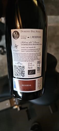 Castiglia e León Ribera del Duero Dominio Del Soto L.RESERVA19 2019
