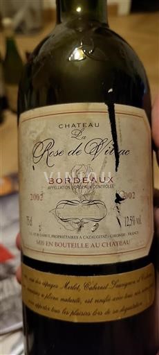 Bordeaux Château La Rose de Vitrac 2002