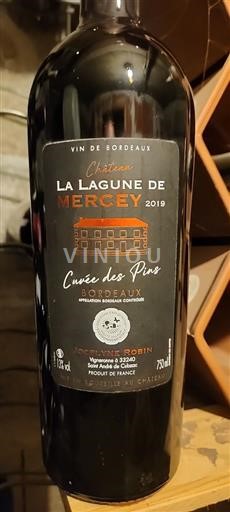 Vin Rouge sec Cuvée des Pins Château La Lagune de Mercey 2019 France Bordeaux AOC hve