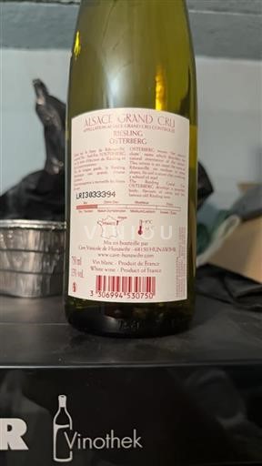 Vin Blanc sec Grand Cru Osterberg Cave Vinicole de Hunawihr 2023 France Alsace Riesling AOC Grand Cru