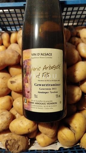 Alsazia Non specificato Vendanges Tardives Frédéric Arbogast et Fils Geierstein 2011