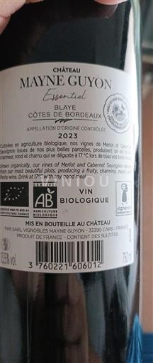 Bordeaux Blaye-Côtes-de-Bordeaux Château Mayne Guyon Essentiel 2023