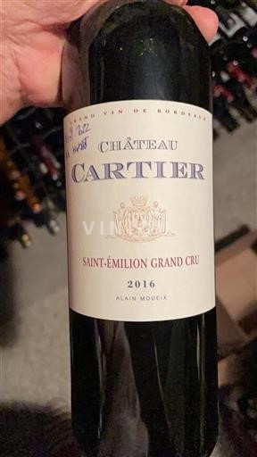 Bordeaux Saint-Émilion Grand Cru Château Cartier 2016