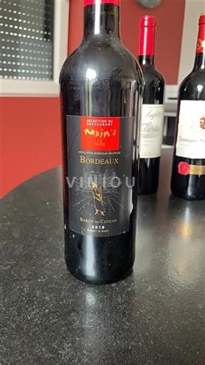 Vin Rouge sec Baron du Coteau 2019 France Bordeaux AOC