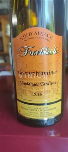 Alsasko Vendanges Tardives Domaine Froehlich Fernand & Fils Vendanges Tardives 2016