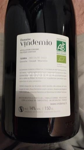 Valle del Ródano Ventoux Domaine Vindemio Terra 2022