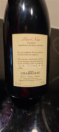 Neuchâtel Neuchâtel AOC Domaine Chambleau Pinot Noir 2017