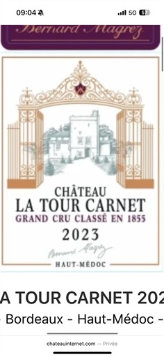 Bordeaux Haut-Médoc Grand Cru Château La Tour Carnet 2023