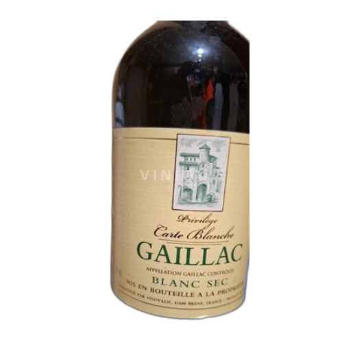 Vin Blanc sec Carte Blanche Non millésimé France Sud-Ouest Gaillac AOC