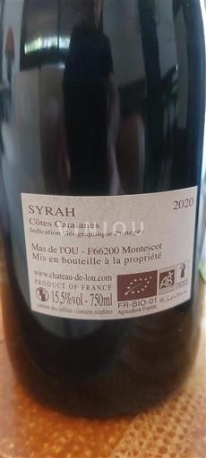 Languedoc og Roussillon Catalansk skråning Mas de l'Ou Syrah 2020