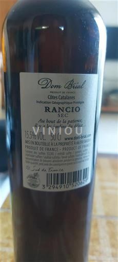 Vin Rouge sec Rancio Dom Brial 2000 France Languedoc et Roussillon Côtes catalanes IGP