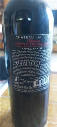 Vin Rouge sec Cuvée Bastien Château Lauriga 2021 France Roussillon Côtes-du-roussillon AOC